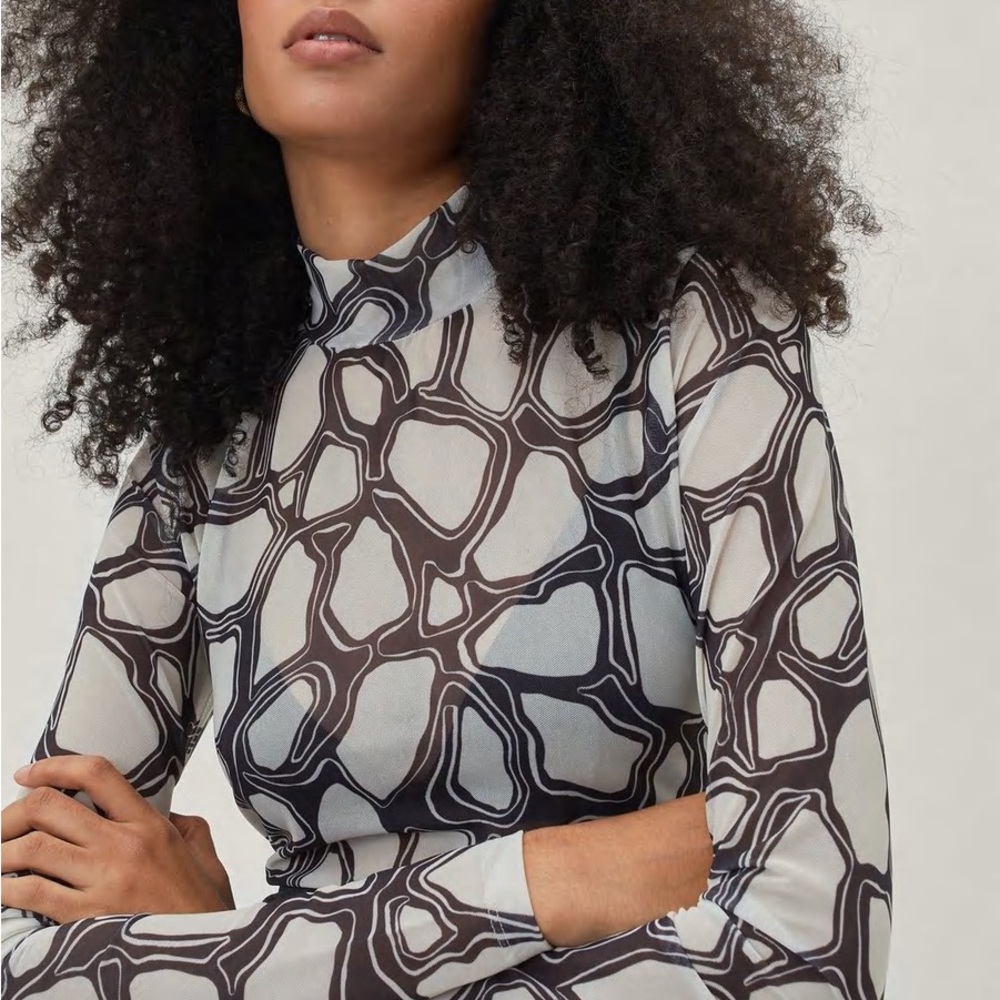 Animal Print Mesh Top